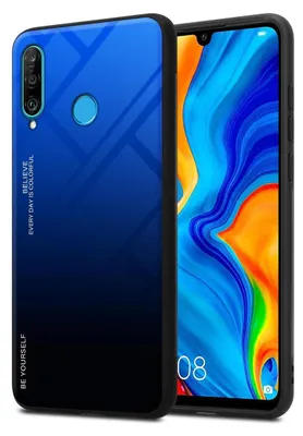 Produktbild von Cadorabo Hülle für Huawei P30 LITE Schutz Hülle in Schwarz Handyhülle TPU Etui Cover Case Tempered Glas