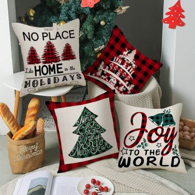 Christmas Pillow Covers 45x45cm Set Of 4 For Christmas Decorations Green  Buffalo Plaid Grinch Christmas Pillows Winter Holiday Throw Pillows  Christmas