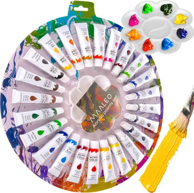 Immagine prodotto di Set di colori acrilici 24x12 ml Altamente pigmentato Eccellente opacità Impermeabile Resistente alla luce Rapida asciugatura Atossico per tela Carta Legno Tessuto Vetroceramica Bambini Artisti 24725