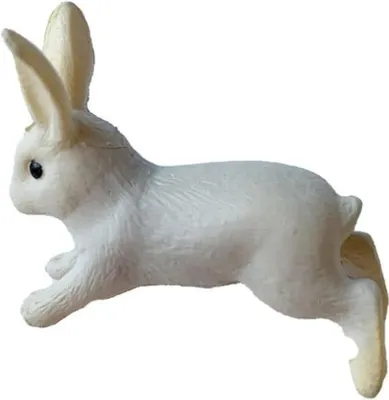 Image de Habarri | Figurine miniature - Figurine pour maison miniature - Lapin gris bondissant - Figurine pour enfants à partir de 3 ans