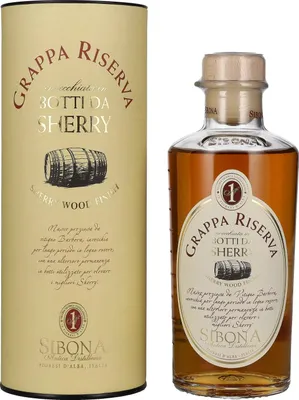Produktbild von Sibona Grappa di Riserva Botti da Sherry + Box 500ml 40% Vol.
