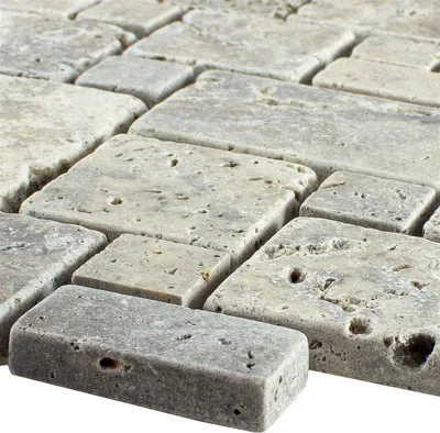Produktbild von Naturstein Travertin Mosaikfliesen LaGrange Silber