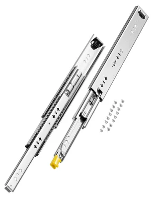 Produktbild von VEVOR 1 Paar Vollauszugsschubladenschienen 16 18 20 24 30 35 37,4 59 24 32 36 40 48 60 Zoll, 250 lbs Tragfähigkeit, verriegelbare Schubladenschienen, Kugellager mit Verriegelung, seitlich montierte Schubladenschiene, 250 lbs-40,6 cm