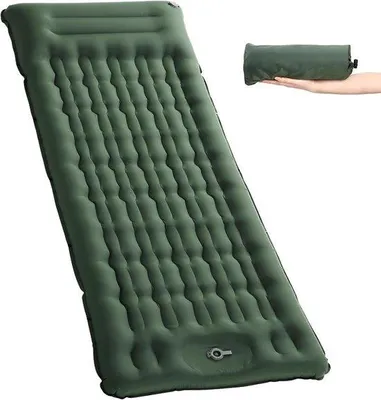 Obrázok produktu pre Samonafukovacia nafukovacia matrac 11 cm, zelená, s ručnou pumpou a vankúšom