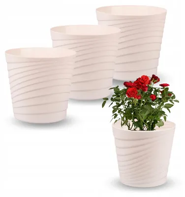 Produktbild von OMAGO Ryflowana Kunststoff-Blumentopf Creme 18cm