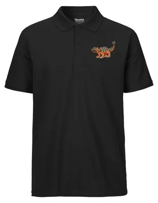 Produktbild von Huuraa Herren Polo Shirt Ankylosaurus Dinosaurier L Black Bio Baumwolle Fairtrade Poloshirt Geschenkidee
