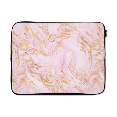 Produktbild von MuchoWow® Laptop Hülle 17 Zoll Laptoptasche Gold - Marmor - Schick - Muster - Zipper - Schutzabdeckung