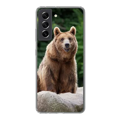 Produktbild von MuchoWow® Handyhülle Schutzhülle Hülle für Samsung Galaxy S21 FE Wald - Bär - Steine Silikon Softcase Handy Hülle - Mobiltelefonhülle