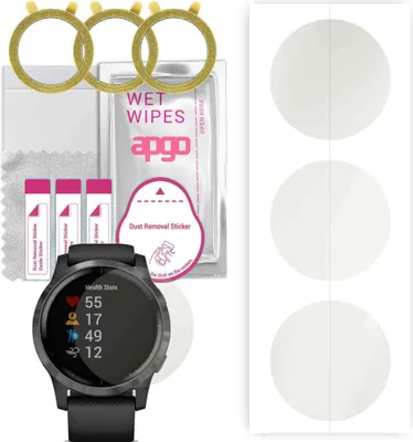Produktbild von apgo 3 Stück Schutzfolie, Matt, kompatibel mit Garmin Vivoactive 4 Smartwatch, Hydrogel Displayschutzfolie mit Positionierhilfe, Displayfolie, robust und kratzfest