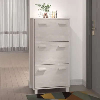 Zdjęcie produktu dla vidaXL Szafka na buty HAMAR biała 59,5x35x117 cm z litego drewna sosnowego - Szafka na buty - Szafka na buty z drewna - Szafka na buty z litego drewna