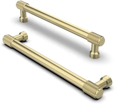 Obrázek produktu pro Sada Unyqoos® obsahující 10 mosazných úchytek na nábytek vyrobených z zinkové slitiny – rozteč otvorů 160 mm, délka 181 mm, včetně šroubů o délce 25/45 mm, vhodné pro skříně a zásuvky