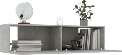 A floating shelf with books, a globe, and a plant.