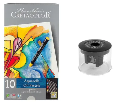 Produktbild von Brevellier's CREATCOLOR - Aqua Stic - Aquarellkreiden - 10 Farben im Metalletui mit Anspitzer - für Künstler