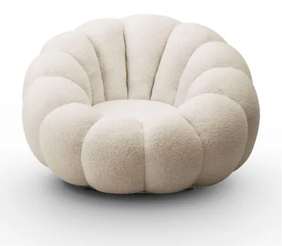 Produktbild von YOURHOUSE24 Drehsessel ORIA, Boucle-Stoff, Sessel mit Fußstütze Relaxsessel mit Hocker, Farbe: Beige