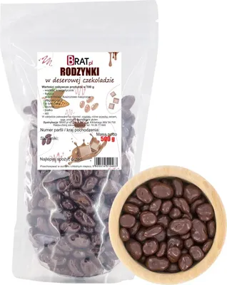 Productafbeelding van Rozijnen in pure chocolade, 500 gram