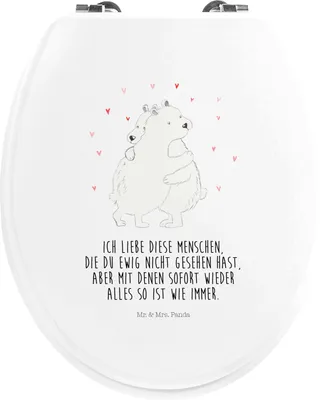 Produktbild von Mr. & Mrs. Panda WC Brille Eisbär Umarmen - Weiß - Geschenk, WC-Sitz, Gute Laune, Klobrille, Toilettendeckel, holz sitz, Klodeckel, klo deckel