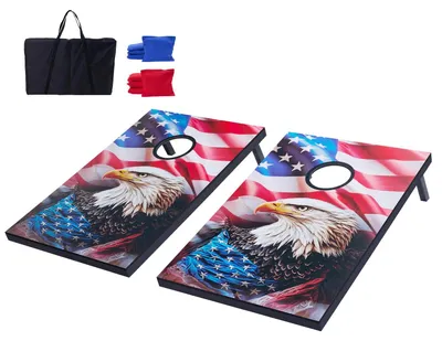 Immagine prodotto di VEVOR Set di Gioco Cornhole Portatile da Tavolo, Tavole Pieghevole da Gioco, Tavola da Lancio Portatile in Legno MDF, Gioco Cornhole con 8 Sacchetti di Fagioli e Borsa, 920 x 600 x 241 mm