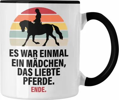 Produktbild von Trendation - Pferde Tasse Lustig Reiterin Geschenk Pferde Geschenke Mädchen Pferdeliebhaber (Schwarz)