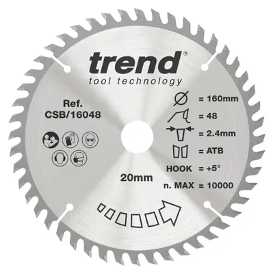 Immagine prodotto di Lama circolare per legno Trend, 160 mm, foro da 20 mm, 48 denti, in metallo duro