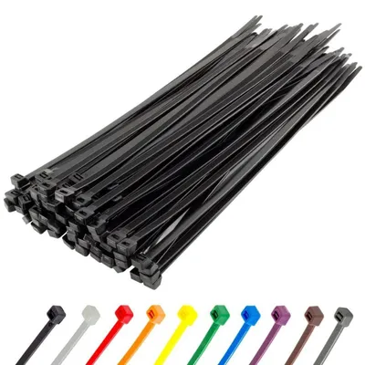 Produktbild von Kabelbinder 100 Stück Schwarz 300 mm x 4,8 mm 22,2 kg Zugfestigkeit UV-beständig
