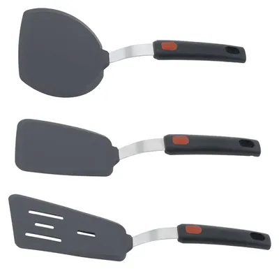 Produktbild von 3-teiliges Pfannenwender Set Silikon & Edelstahl, hitzebeständig 315°C, BPA-frei, Antihaftfreundlich