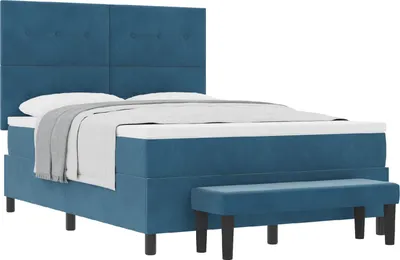 Produktbild von Boxspringbett mit Kopfteil Dunkelblau 200 x 140 cm Samt