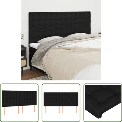 Produktbild von The Living Store Kopfteile 4 Stk. Schwarz 100x5x78/88 cm Stoff
