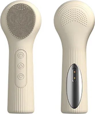 Produktbild von INF Dualseitige erwärmte Silikon Gesichtsreinigungsbürste 45°C Schallreinigung mit Magnetladung Beige