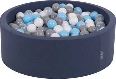 Image de KiddyMoon Piscine à balles 90X30cm/200 balles ? piscine à balles 7Cm avec balles colorées pour enfants, ronde, bleu foncé