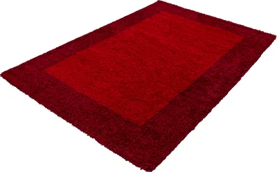 Obrázek produktu pro Koberec do obývacího pokoje s vysokým vlasem moderní design dlouhý vlas shaggy moderní nadýchaný, rozměr: 120 x 170 cm, barva: červená