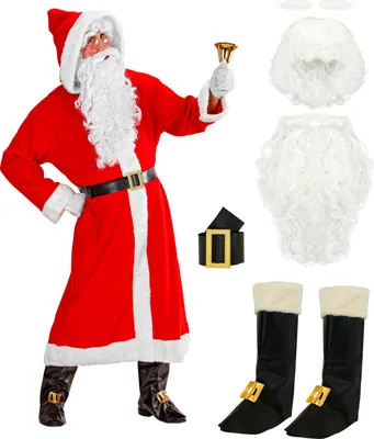 Produktbild von Luxus Weihnachtmann Mantel mit Perücke, Bart ,... M/L - komplett - Nikolaus