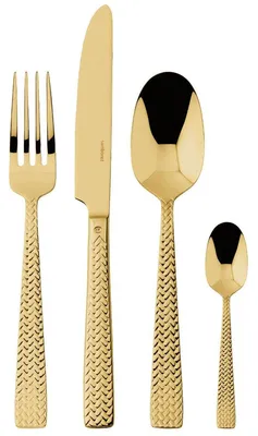 Productafbeelding van Sambonet Cortina bestekset, roestvrij staal/PVD goud, 24-delig. Artikelnummer: S0198-S00017-S0037, kleur: 52722G81
