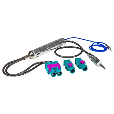 Produktbild von Doppel Fakra Antennenadapter mit Phantomeinspeisung kompatibel mit Audi Seat Skoda VW Citroen Peugeot Opel auf DIN