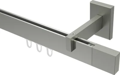 Produktbild von Interdeco Innenlaufstange / Gardinenstange mit Innenlauf Edelstahl-Optik, Typ Smartline Lox (Quader), 14x35 mm 1-läufig, 360 cm