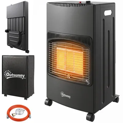 Produktbild von Outsunny Gas Heizstrahler Outdoor 1,5-4,2 kW Klappbar Terrassenheizer Rollen