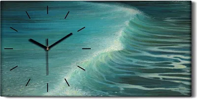 Produktbild von Dekor Leinwand Uhr Wandbilder Geräuschlos 60x30 Malerei Ozean Meer Wellen Kunst - schwarze Hände