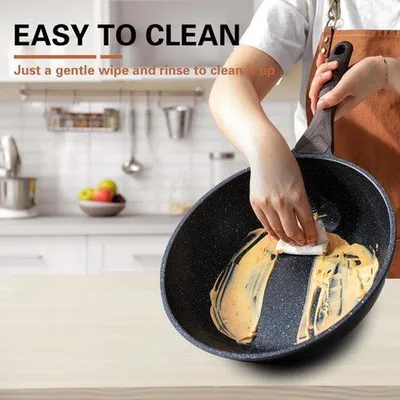 Zdjęcie produktu dla Patelnia Wok o średnicy 30 cm, patelnia indukcyjna z pokrywką, powłoka nieprzywierająca, nadaje się do wszystkich rodzajów płyt grzewczych, wolna od PFOA