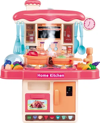 Image de jouet de cuisine de 31 pièces avec son et lumière, Cuisine pour enfants, Rose