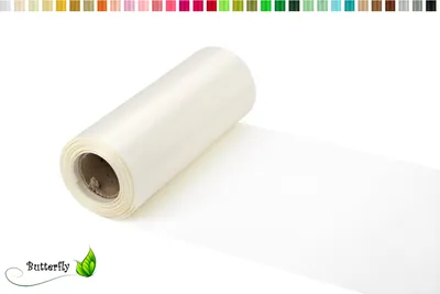 Produktbild von 9m Rolle Satin Tischband 15cm, Farbauswahl:ivory / elfenbein 810