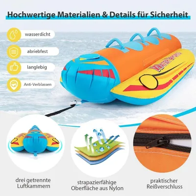GOPLUS 3 Personen Funtube - Aufblasbarer Wassersport Schleppschlauch