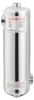 Image de Échangeur de chaleur pour piscines, puissance de 60 kW, débit de 200 kBtu/h, débit d'eau de piscine de 250 l/min, débit d'eau chaude de 30 l/min, température maximale de 110 °C