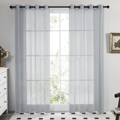 Obrázek produktu pro Transparentní záclony z voilu, šedé barvy, rozměry 240 x 140 cm, sada 2 kusů