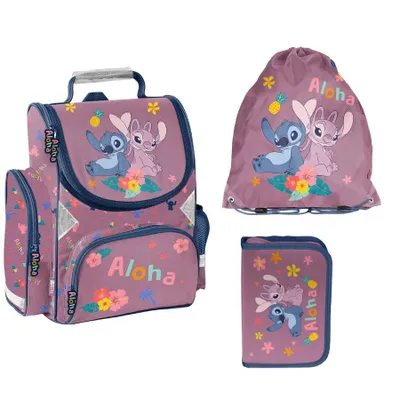 Immagine prodotto di Set di 3 pezzi per la scuola per bambine e bambini STITCH – Paso: zainetto, astuccio, borsa