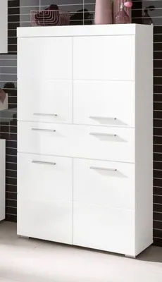 Produktbild von trendteam Koupelnová skříňka Amanda White Melamin/Bílý vysoký lesk Hluboká zásuvka 73 x 130 x 31 cm