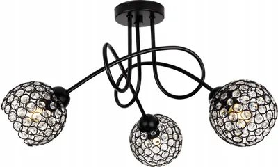 Obrázok produktu pre Light-Home Crystal Stropné svietidlá Stropné svietidlá - Stropné svietidlo Industrial do obývačky, spálne a jedálne - Závesné sklo s kovom 3 plamene - čierne