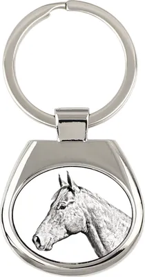 Productafbeelding van Holsteins paard sleutelhanger met een foto van een paard Art-Dog