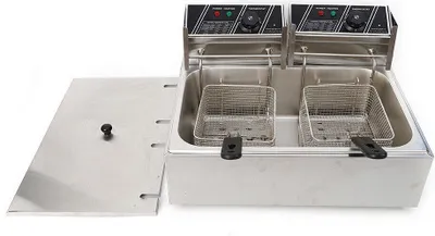 Produktbild von 12Liter Elektrische kommerzielle Friteuse Edelstahl mit Korb Kaltzonen Öl Fett Fritöse 5000W