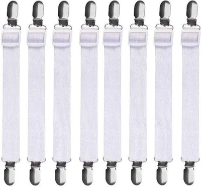 Produktbild von Famanu Lakenclips verstellbar, 8 Stück, mit Metallclips, elastische Halter für Bettlaken