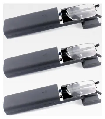 Produktbild von 3er-Pack Lesebrille für Damen und Herren, tragbare ultraleichte TR90 Lesehilfe Halbrand Metallbrille mit Etui (schwarz, +1,5)