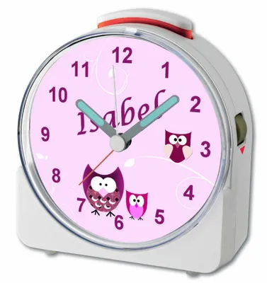 Produktbild von Kinder Wecker Motiv Eule Rosa Kinderwecker weiß